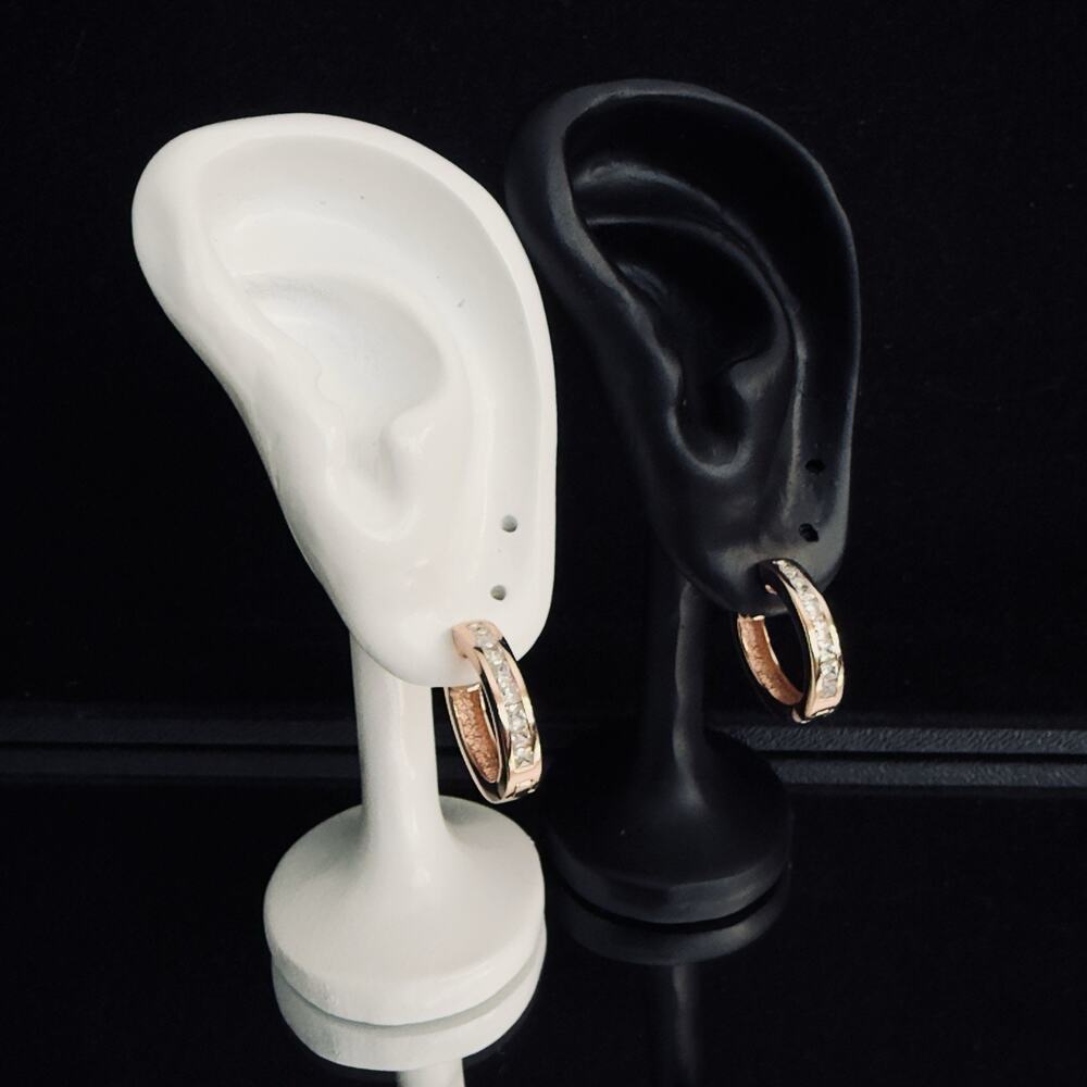 Rose Gold Genuine Moissanite Huggie Earrings Retail $150.00- Item# 203